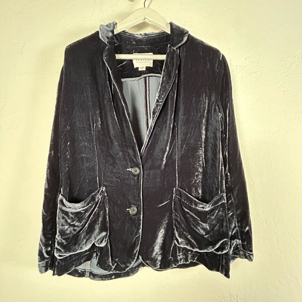 Velvet Graham & Spencer Womens Black Velvet Two-Button Blazer Jacket XS Pockets